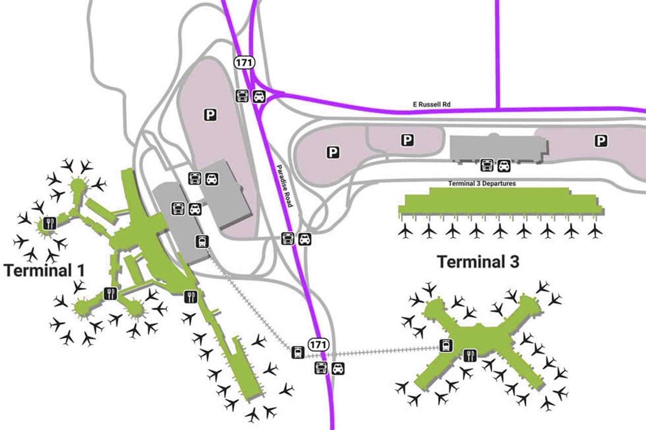 Terminals map gate las vegas airport